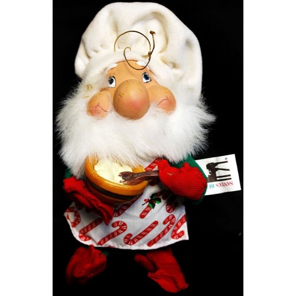 Santa's Best Santa Chef Doll Elf Baking Cookies Christmas Candy Cane Apron Green - Picture 1 of 11